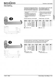Schüco TUERDRUECKER D1 LT:9mm ES-Vollmaterial Rosette:70x32,5x14mm