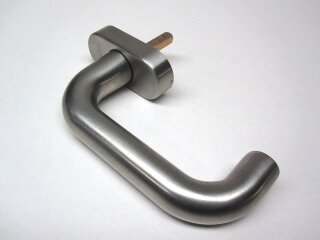 Schüco Fenstergriff Edelstahl BA:43mm VK:7/24 Rosette 70x32,5x14 Nr.214755