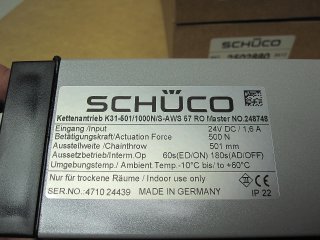 Motorisation De Porte Schüco KETTENANTRIEB K11 Avec Accessoires - Neuf Avec Défauts Mineurs