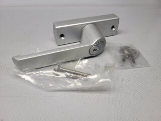 Schüco Getriebegriff abschließbar Silber nach außen öffnend Nr. 234335 Lagerungsspuren