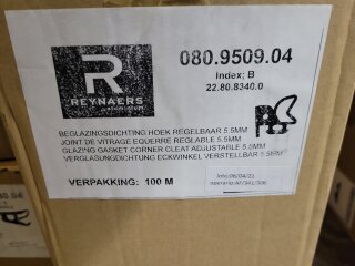 Reynaers Verglasungsdichtung Eckwinkel verstellbar 5,5mm 100m=1VE Nr. 080.9509.04