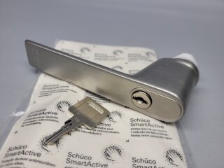 Schüco Steckgriff abschließbar mit 1 Schlüssel, 1 Schaltstufe,  Inox Look SmartActive Nr. 269238