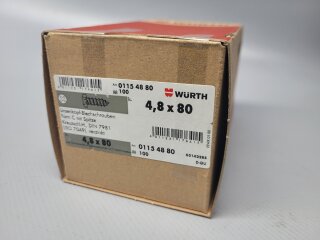 Würth Linsenkopf Blechschraube 4,8 x 80mm  (DIN 7981) 100 Stück Nr. 0115 48 80