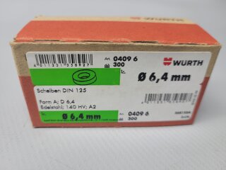 Würth Unterlegscheiben 6,4  (DIN 125) 300 Stück Nr. 0409 6