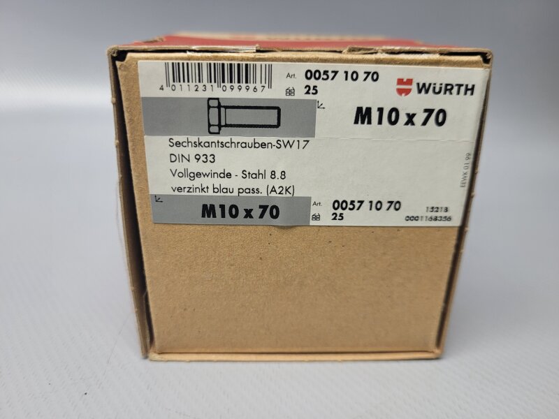 Würth Sechskantschraubenmit Vollgewinde M10 x 70 25 Stück Nr. 0057 10 ...