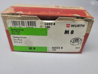 Würth Mutter M8  A2 (DIN 934) 100 Stück Nr. 0322 8