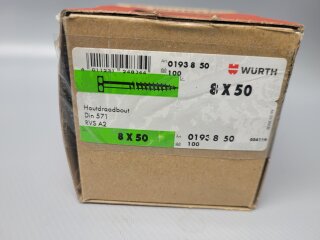 Würth Sechskant Holzschraube 8 x 50 (DIN 571) A2 100 Stück Nr. 0193 8 50