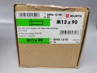 Würth Sechskantschrauben mit Vollgewinde  M12 x 90 25 Stück Nr. 0096 12 90