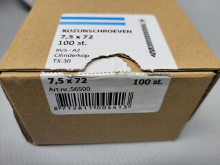 Schrauben ohne Kopf A2 7,5 x 72mm 100 Stück