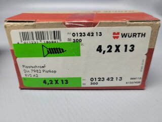 Würth Senkkopf Blechschraube 4,2 x 13mm  (DIN 7982) A2 300 Stück Nr. 0123 42 13