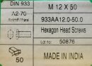 Sechskantschrauben mit Vollgewinde  M12 x 50 (DIN 933) A2...