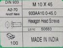 Sechskantschrauben mit Vollgewinde M10 x 45 (DIN 933) A2...