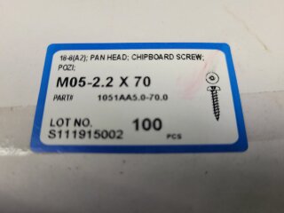 Flachrundkopf Schrauben / Spanplattenschraube M05-2.2 x 70 A2 100 Stück