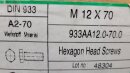 Sechskantschrauben mit Vollgewinde  M12 x 70 (DIN 933) A2...