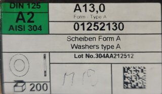 Unterlegscheiben  A 13 M12  (DIN 125) 200 Stück