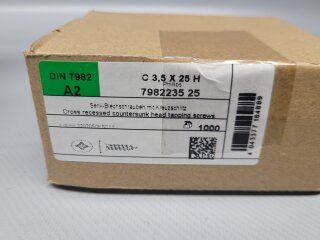 Senkkopf Blechschraube C 3,5 x 25 H A2 (DIN 7982) 1000 Stück