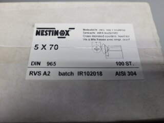Senkkopfschraube  M5 x 70  RVS A2 100 Stück