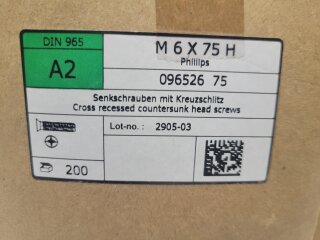 Senkkopfschrauben M6 x 75 H (DIN 965) A2 200 Stück