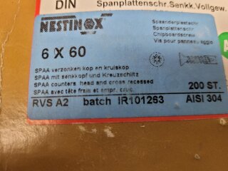 Senkkopf Holzschraube 6 x 60  RVS A2 200 Stück