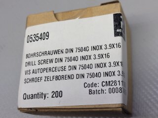 Bohrschraube 3,9 x 16 DIN 7504 A2 200 Stück