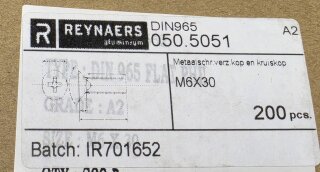 Senkkopfschrauben M6 x 30 (DIN 965) A2 200 Stück