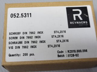 Senkkopf Blechschraube 4,2 x 16mm  (DIN 7982) A2 200 Stück